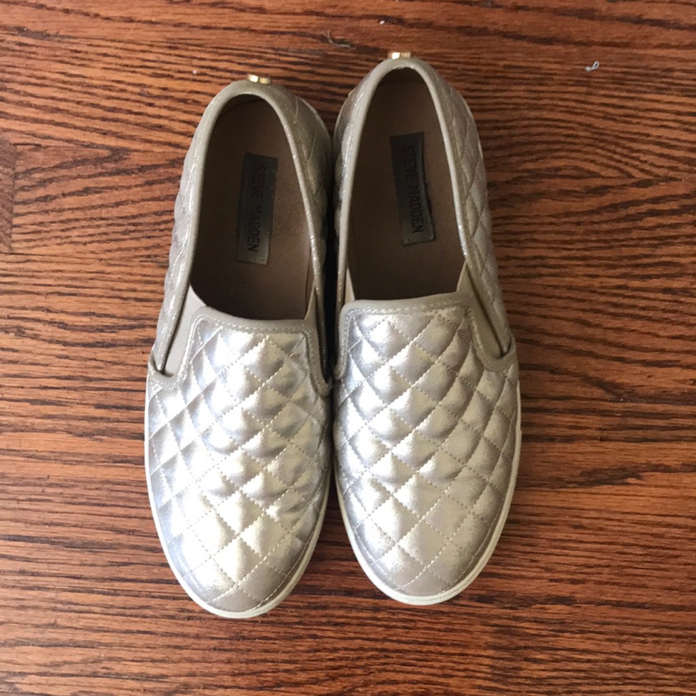 Steve Madden gold slip on sneakers